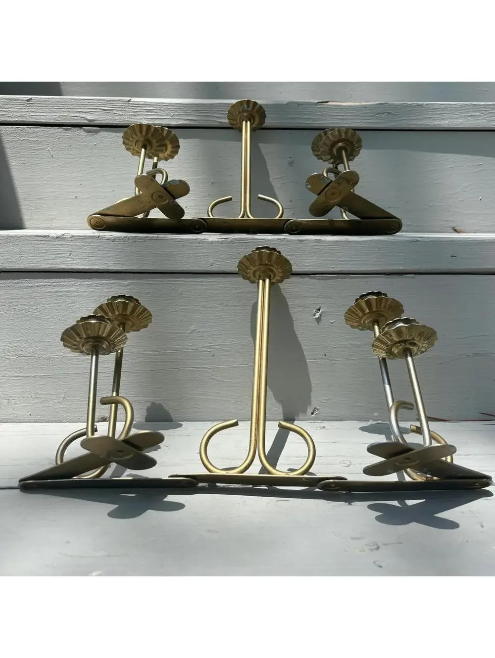 Pair of Candle Holder for Five Candles - gold/brass tone